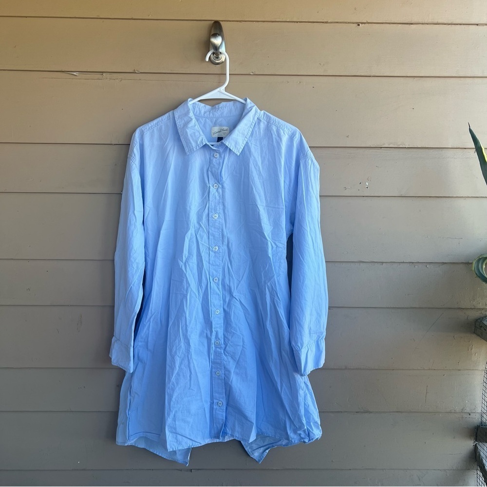 Universal thread button down shirt mini dress - Size L Preppy Casual Lightweight - Picture 2 of 6